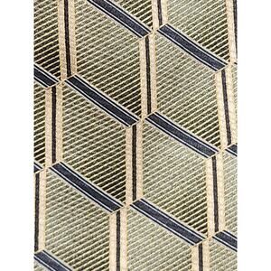 Renzo pure silk Hand made geometric neck tie diamond/cube blue gold green